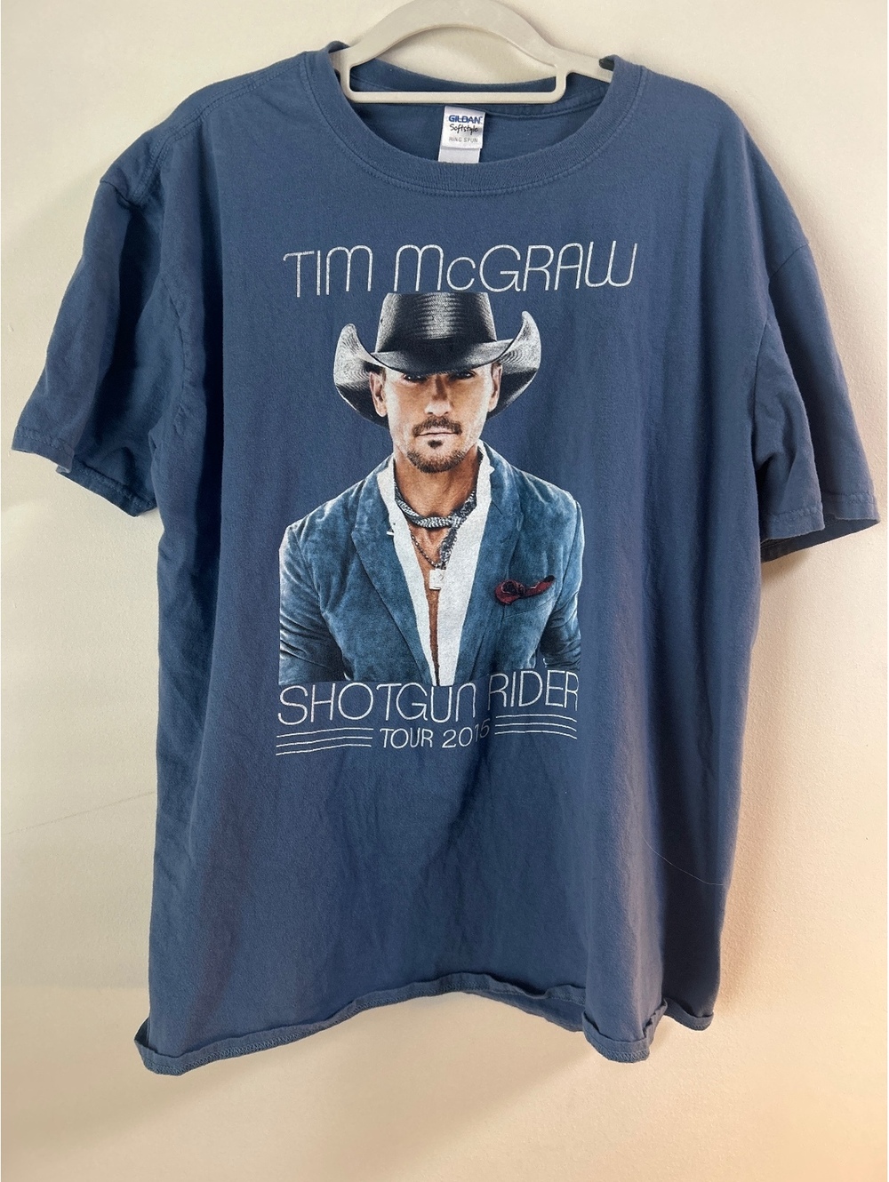 Tim McGraw Shotgun Rider Tour 2015 Blue Cotton T-Shirt XL